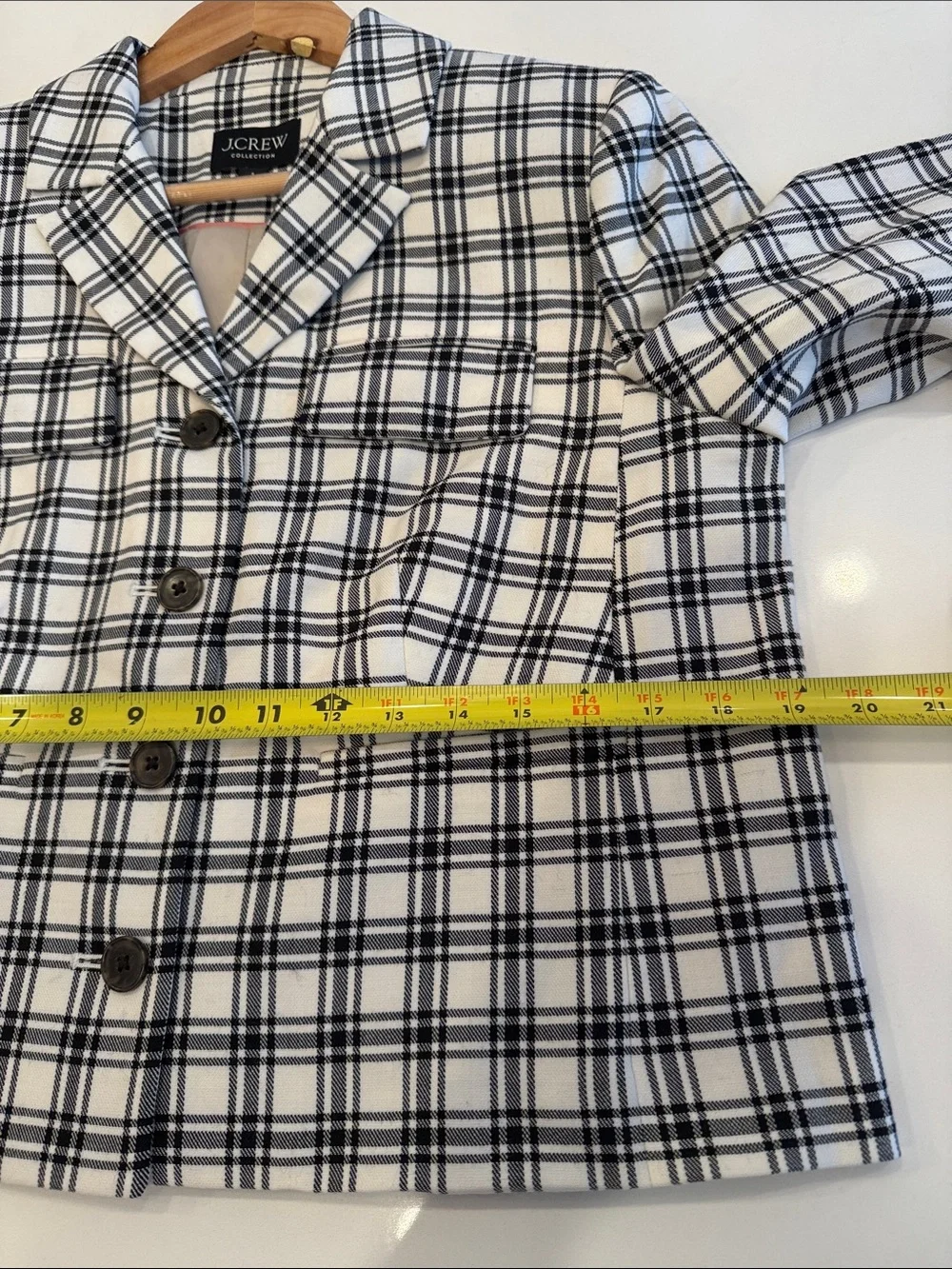 J. Crew Collection Black & White Plaid Tailored Blazer